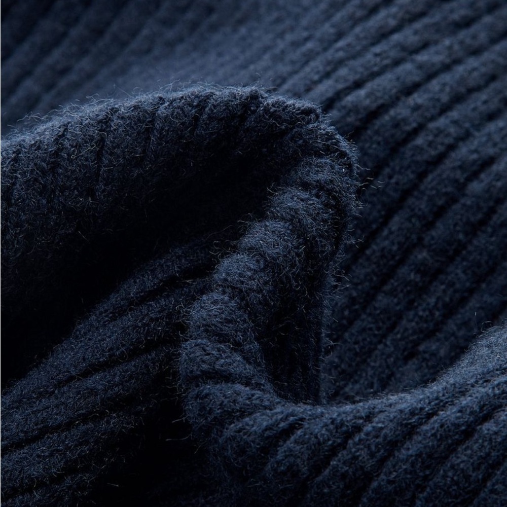 Commense Navy Ribbed Knit Cardigan with Gold Hardware - Picture 3 of 12